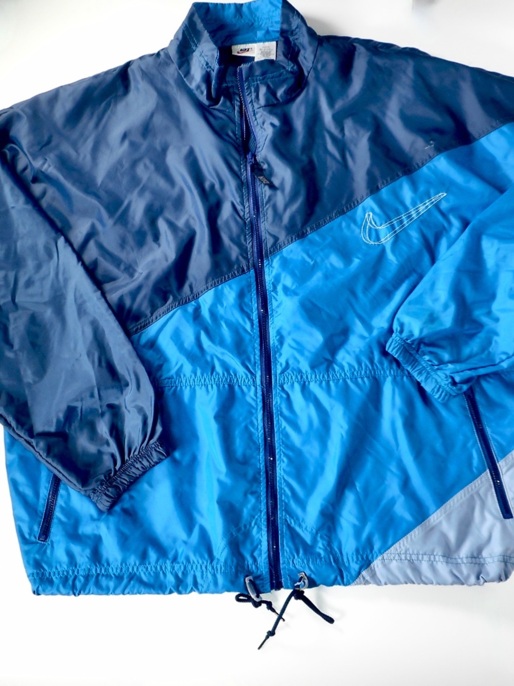VTG 80s 90s NIKE Mens XL Blue Full Zip Track Jacket Windbreaker Swoosh Mesh Vent
